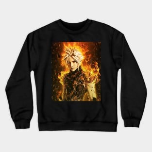 Cloud Strife On Fire Crewneck Sweatshirt